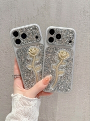 Ốp Lưng iPhone Hoa Hồng Ánh Kim Lấp Lánh Luxury