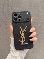 Ốp Lưng Iphone Da Cao Cấp Phối Logo YSL Kim Loại – Tuyệt Tác Của Sự Thượng Lưu