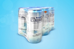 Nước uống ion kiềm Sanna đóng lon block 6 lon
