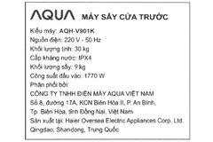 Máy sấy thông hơi Aqua 9 kg AQH-V901K(PS)