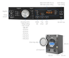 Máy sấy thông hơi Aqua 8 kg AQH-V800H(SS)
