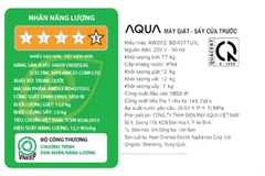 Máy giặt sấy Aqua Inverter giặt 12kg - sấy 7kg AWD12-BD4377U1L(GN)