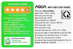 Máy giặt sấy Aqua Inverter giặt 10kg - sấy 6kg AQD-AH1000G.PS