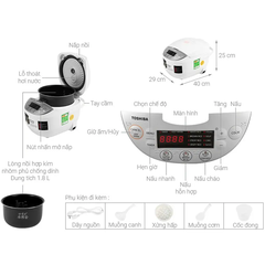 Nồi Cơm Điện Tử Toshiba RC-10DH2PV(W) 1 Lít