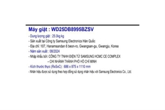 Máy giặt sấy Samsung AI Combo Heatpump Inverter giặt 25 kg - sấy 15 kg WD25DB8995BZSV