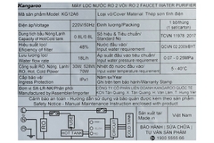 Máy lọc nước RO nóng nguội lạnh Hydrogen Kangaroo Sumire KG12A6 12 lõi