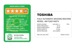 Máy giặt Toshiba Inverter 13 kg AW-T26D1400TV (MG)