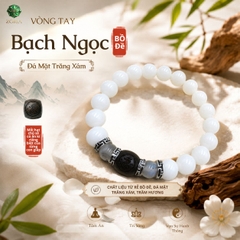 Vòng tay bạch ngọc bồ đề phối đá mặt trăng xám