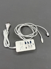 COM 1 BỘ SẠC 6 CỔNG + 2 DÂY SẠC DÙ USB-C , LIGHTNING CAO CẤP - TOP TN SHOP