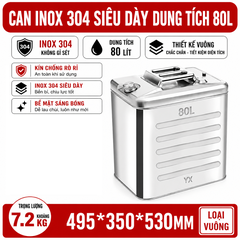 Thùng Xăng Dự Phòng Inox 304 Không Gỉ, Dung Tích 80L , Mã BS-FTB-80 – Thép Dày 1mm, Dung Tích Lớn Cho Showroom Xe Nhà Xưởng
