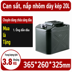 Thùng Xăng Dự Phòng Sắt 20L ( Loại Vuông ), Mã BS-FT-20 – Thép Dày 0.8mm, Dung Tích Lớn Cho Tàu Thuyền, Cano, Nhà Xưởng