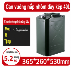Thùng Xăng Dự Phòng Sắt 40L ( Loại Vuông ), Mã BS-FT-40 – Thép Dày 0.8mm, Dung Tích Lớn Cho Tàu Thuyền, Cano, Nhà Xưởng