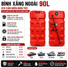 Thùng Xăng Cano Gắn Ngoài 90L , nhựa siêu cứng, Dung Tích 90L , Mã BS-CN-90, làm bình xăng chính cho tàu cano , máy phát điện, tàu thuyền, kích thước 83x40x35cm, cân nặng 8.2kg
