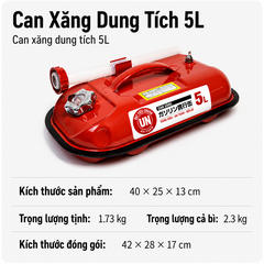 Thùng Xăng Dự Phòng Sắt 5L ( Kiểu Nằm Japan ), Mã BS-WST-05 – Thép Dày 0.6mm, Dung Tích Lớn Cho Cho Nhà Xưởng, Workshop, kho bãi