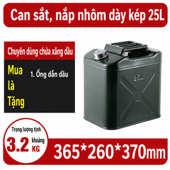 Thùng Xăng Dự Phòng Sắt 25L ( Loại Vuông ), Mã BS-FT-25 – Thép Dày 0.8mm, Dung Tích Lớn Cho Tàu Thuyền, Cano, Nhà Xưởng