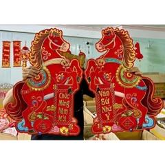 C1-001 Cặp ngựa đỏ dán cửa