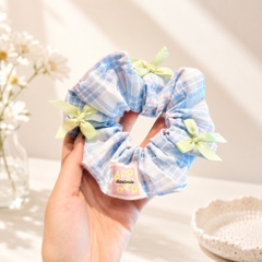 Dây Buộc Tóc Scrunchies Phối Ren Nơ Ruy Băng Phong Cách Tiểu Thư Vintage