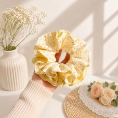 Dây Buộc Tóc Scrunchies Phối Ren Nơ Ruy Băng Phong Cách Tiểu Thư Vintage