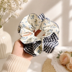 Dây Buộc Tóc Scrunchies Phối Ren Nơ Ruy Băng Phong Cách Tiểu Thư Vintage