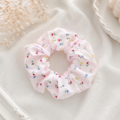 Dây Buộc Tóc Scrunchies Phối Ren Nơ Ruy Băng Phong Cách Tiểu Thư Vintage