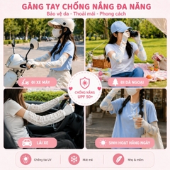 Bao Tay Chống Nắng Nữ Form Rộng Thoáng Mát, Găng Tay Dài Co Giãn Mềm Mịn Chống Tia UV