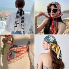 Khăn Lụa Vuông, Khăn Choàng Cổ, Quàng Tóc, Buộc Túi Thời Trang Hàn Quốc