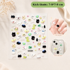 Sticker In Nổi 3D Dán Móng Tay, Điện Thoại, Sổ Tay, Sticker PVC Chống Nước Nhiều Mẫu