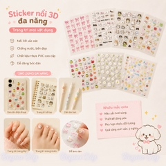 Sticker In Nổi 3D Dán Móng Tay, Điện Thoại, Sổ Tay, Sticker PVC Chống Nước Nhiều Mẫu