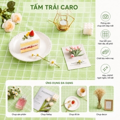 Khăn Trải Bàn Caro, Thảm Picnic Nhựa PVC Chống Thấm Mỏng Nhẹ, Khăn Trải Dã Ngoại, Phông Nền Chụp Ảnh