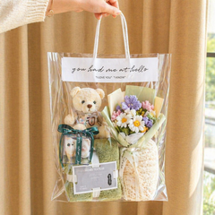 Túi Trong Suốt Đựng Quà Có Quai, Túi Nhựa Trong Suốt Đựng Hoa, Gấu Bông, Khăn Quà Tặng Xinh Xắn