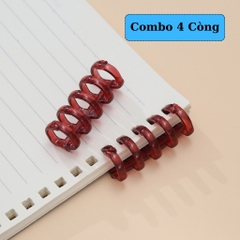 Combo 4 Thanh Còng Nhựa Rời Cho Sổ Tay, Planner, Còng Mở Đóng Linh Hoạt, Nhiều Màu Trong Suốt