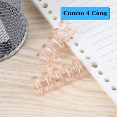 Combo 4 Thanh Còng Nhựa Rời Cho Sổ Tay, Planner, Còng Mở Đóng Linh Hoạt, Nhiều Màu Trong Suốt
