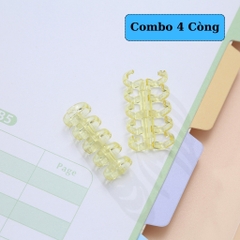 Combo 4 Thanh Còng Nhựa Rời Cho Sổ Tay, Planner, Còng Mở Đóng Linh Hoạt, Nhiều Màu Trong Suốt