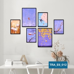 (50 mẫu) Combo 6 tranh dán tường  50 mẫu sang trọng nàng thơ rõ nét nhiều kích thước trang trí phòng khách phòng ngủ quán ăn cà phê decor giá rẻ 2D 3D