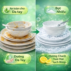 (công thức chuẩn cty) Combo 20 lít Bột pha nước rữa chén(tặng kèm 1 cước),làm sạch hiệu quả-tẩy dầu mỡ diệt khuẩn