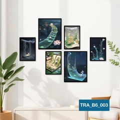 (50 mẫu) Combo 6 tranh dán tường  50 mẫu sang trọng nàng thơ rõ nét nhiều kích thước trang trí phòng khách phòng ngủ quán ăn cà phê decor giá rẻ 2D 3D