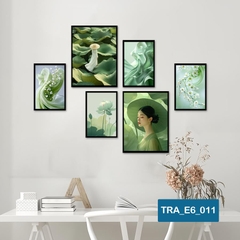 (50 mẫu) Combo 6 tranh dán tường  50 mẫu sang trọng nàng thơ rõ nét nhiều kích thước trang trí phòng khách phòng ngủ quán ăn cà phê decor giá rẻ 2D 3D