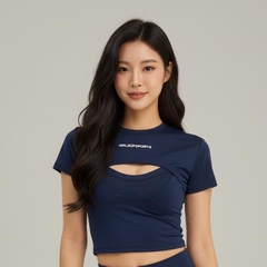 Áo khoác GOS Ribbon Wrap Top ngắn tay thể thao mặc 2 mặt cột chéo Girlsofsports