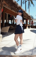 Áo khoác GOS Ribbon Wrap Top ngắn tay thể thao mặc 2 mặt cột chéo Girlsofsports