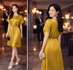 Đầm Lụa Suông Katosa Phối Dây Eo-DKTS29022026