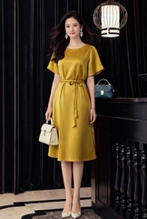 Đầm Lụa Suông Katosa Phối Dây Eo-DKTS29022026