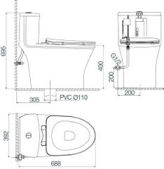 Bàn cầu một khối Viglacera V803