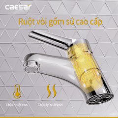 Vòi lavabo chậu rửa mặt Caesar B330CU nóng lạnh kèm nút xả nhấn