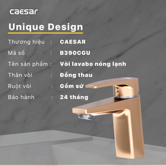 Vòi Lavabo Caesar B390CGU Màu Vàng Nóng Lạnh kèm nút xả nhấn