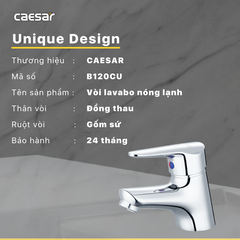 Vòi lavabo chậu rửa mặt Caesar B120CU nóng lạnh xả nhấn