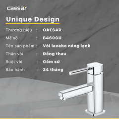 Vòi lavabo chậu rửa mặt Caesar B460CU nóng lạnh kèm nút xả nhấn