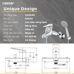 Vòi sen tắm nóng lạnh Caesar S203C
