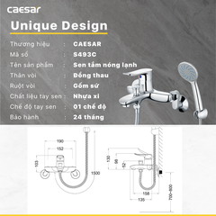 Vòi sen tắm nóng lạnh Caesar S493C