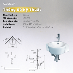 Lavabo chậu rửa mặt Caesar LF5238 treo góc