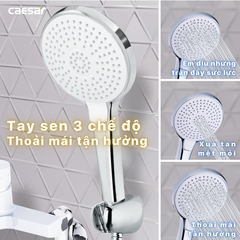 Vòi Hoa Sen CAESAR S393CW Màu Trắng Tay Sen Massage Nóng Lạnh